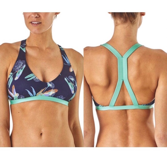 Patagonia Other - PATAGONIA Bottom Turn Navy Parrots Bikini Top -NEW